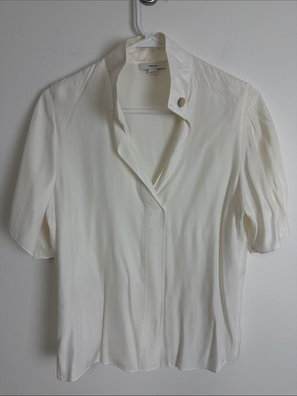 Vince Cream Short-Sleeve Silk-Blend Blouse